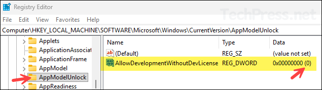 Disable Developer Mode via Registry
