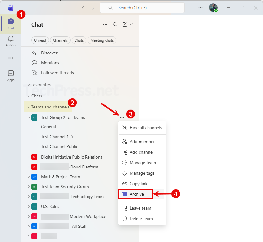 Archive a Team in Microsoft Teams