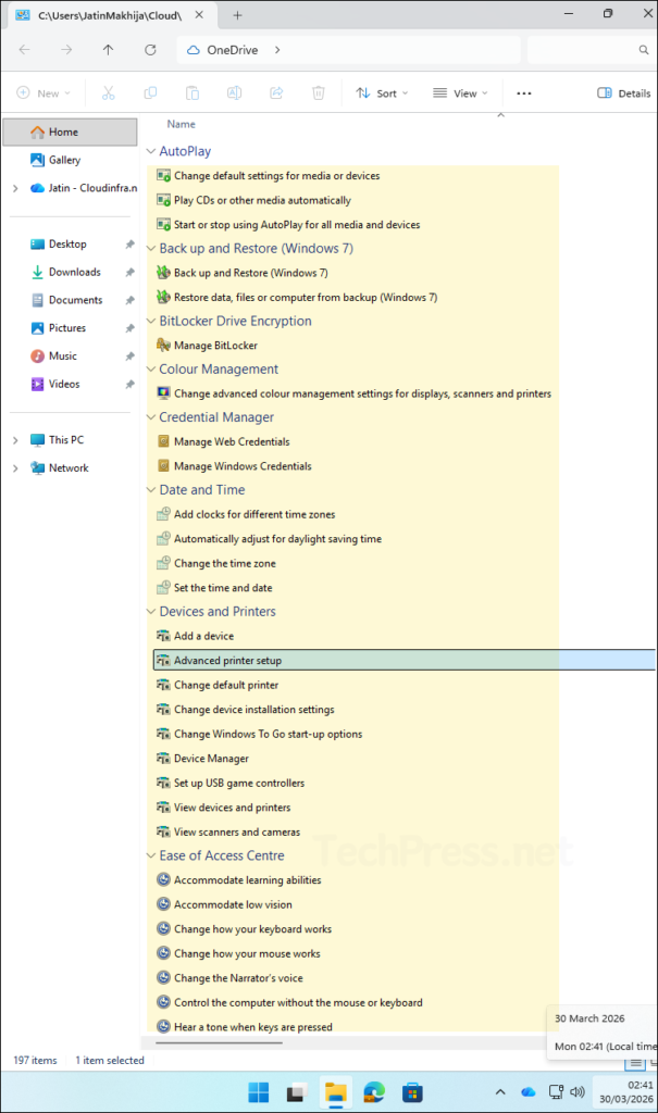 Windows 11 God mode settings