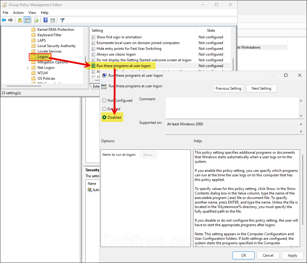 Disable Startup Programs Using Group Policy