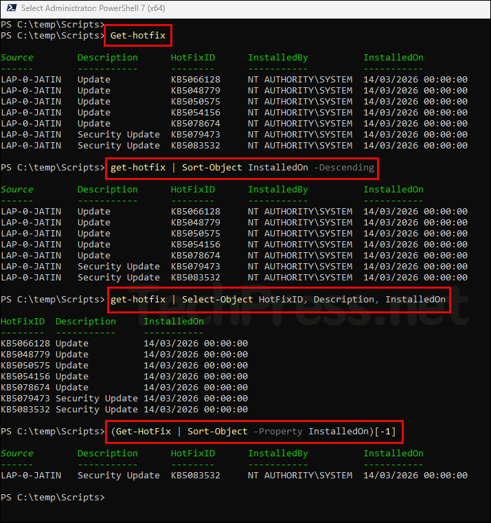 View Update History with PowerShell