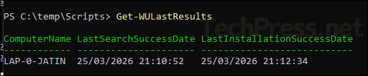 Get-WULastResults