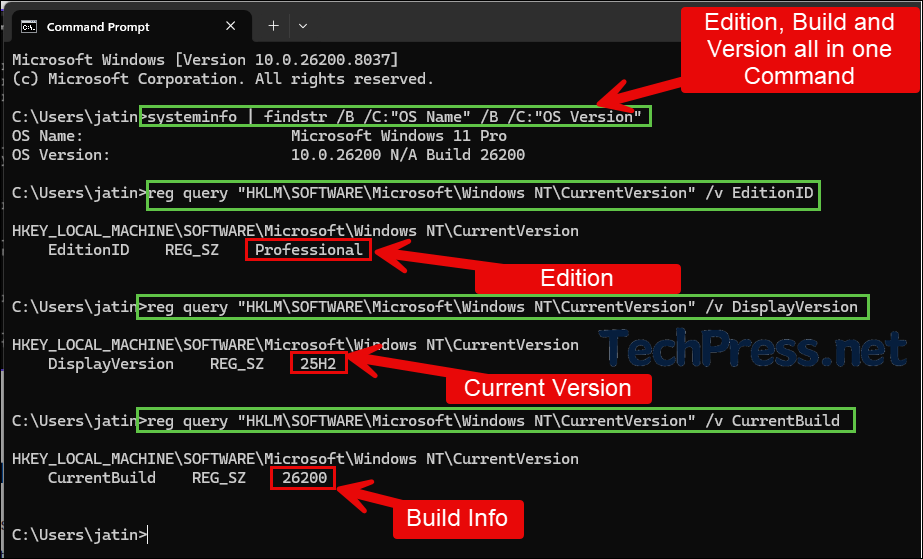Check Windows 11 Version and Edition using Command Prompt