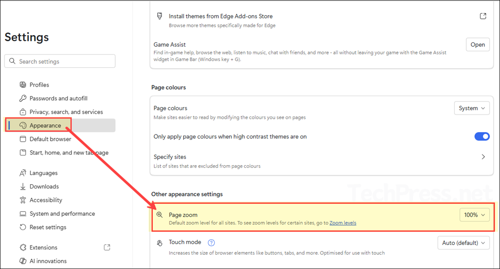 Set Default Zoom Level for All Websites