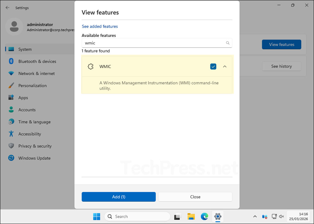 WMIC feature-on-demand Windows Server 2025 deprecated