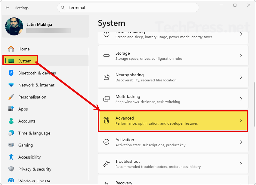 Set Windows Terminal as default via Settings app