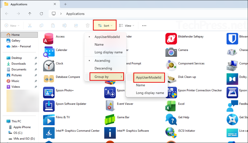 Find AUMID of Apps from File Explorer