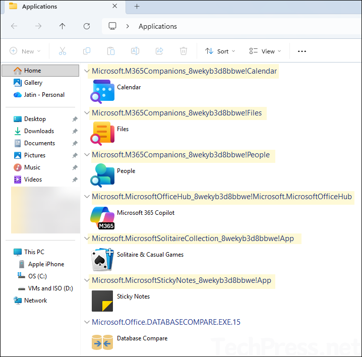 Find AUMID of Apps from File Explorer