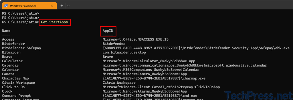 Find AUMID of Apps using PowerShell