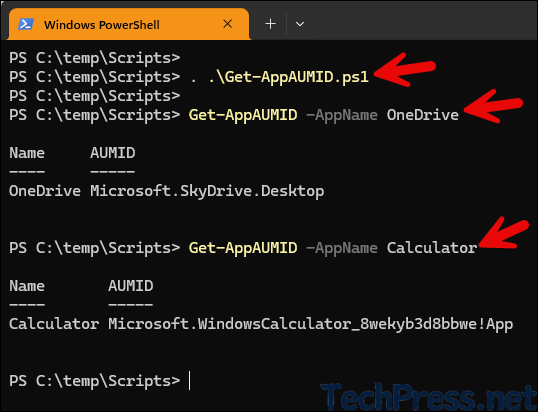 Find AUMID of Apps using Start Menu