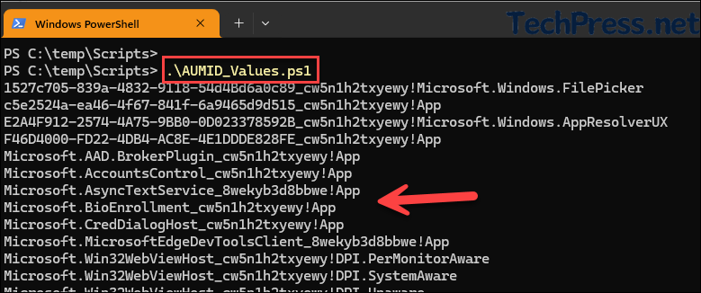 Find AUMID of Apps using Get-AppxPackage and App Manifest