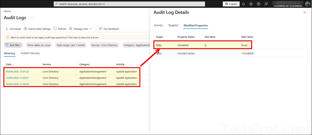 Auditing Application Deactivation Events