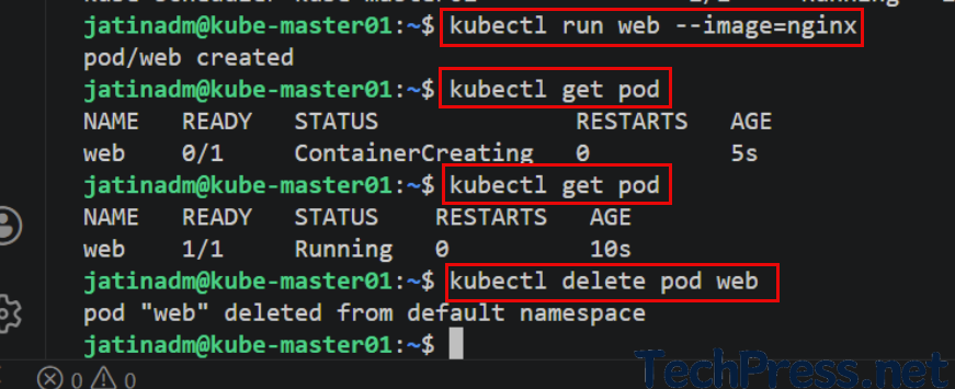 Create a test pod
