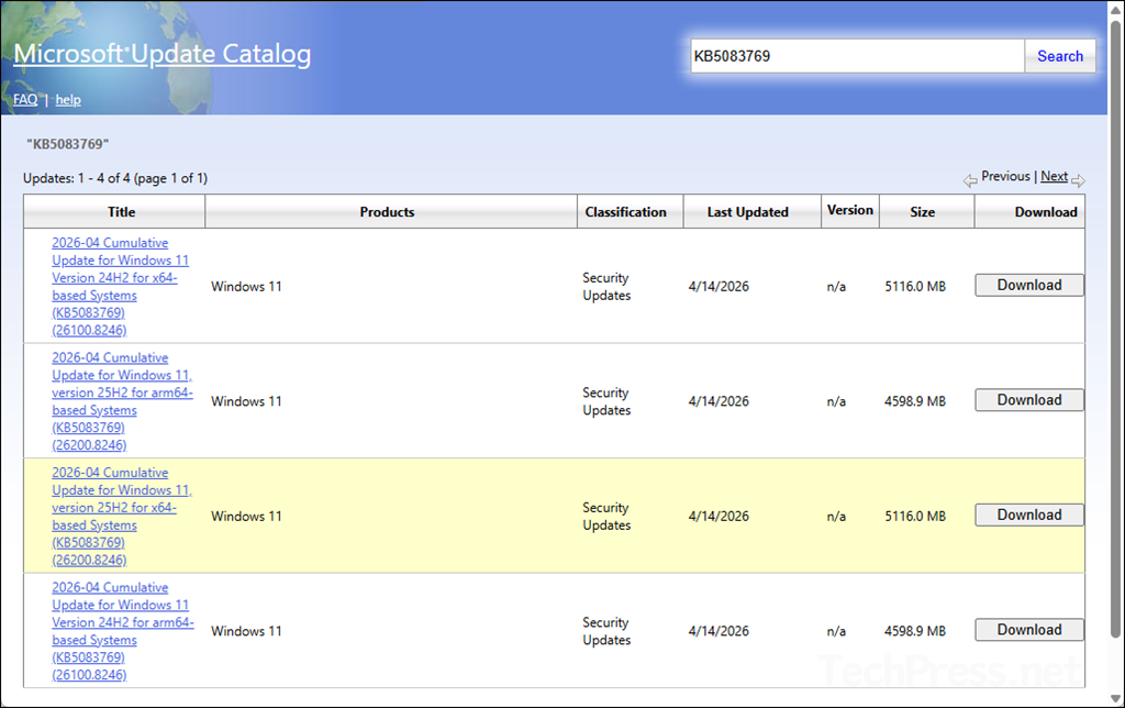 Download KB5083769 and Install it Manually
