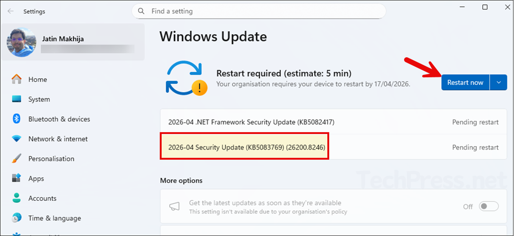 Install KB5083769 from Windows Update
