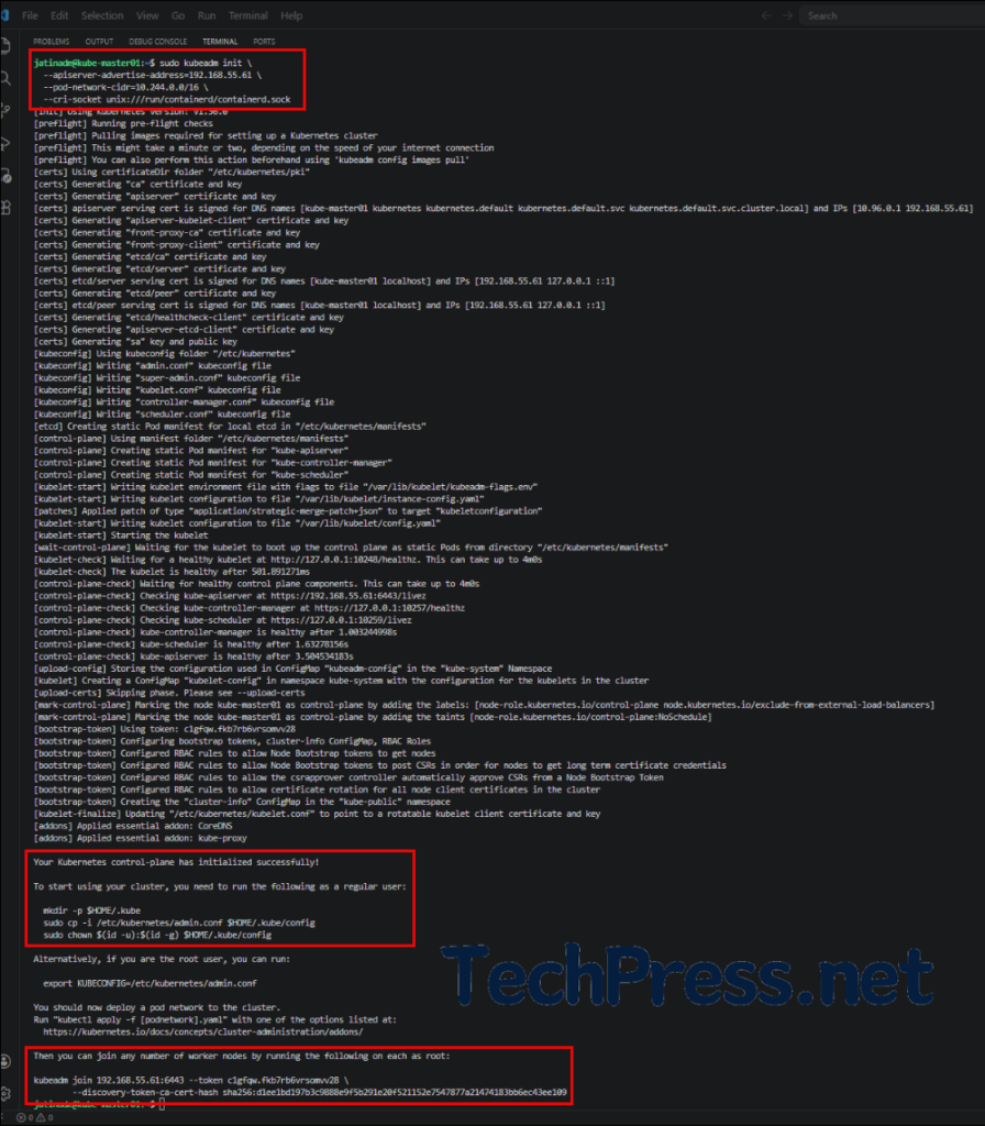 kubeadm init command