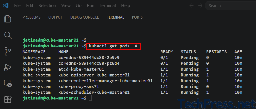 Test Master/Control Plane Node