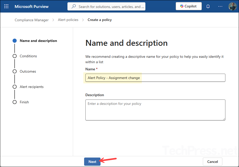 Provide name of the policy