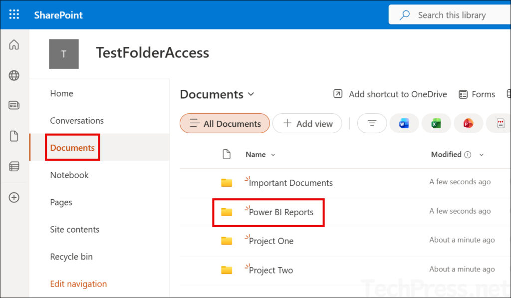 Create a Folder in SPO document library