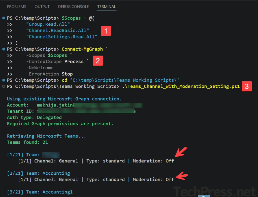 Export Teams Channel Moderation Status via PowerShell