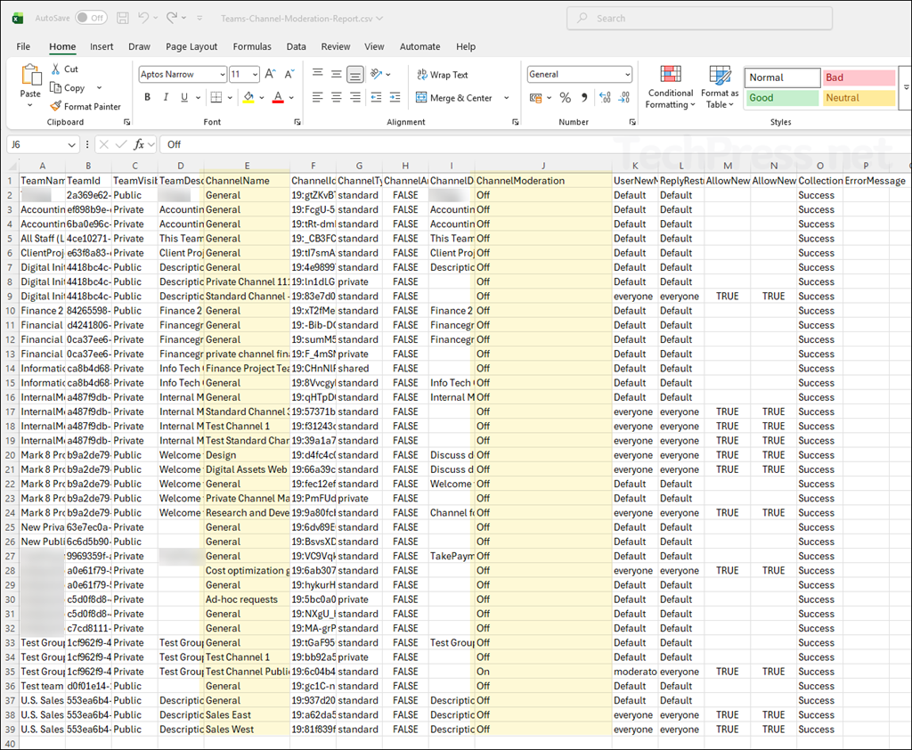 Export Teams Channel Moderation Status via PowerShell CSV file
